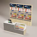 Retail Shop Display Shelves With Organized Merchandise And Cashier Counter