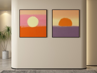 Simple Sunrise Decorative Painting Hanging Painting 3d model