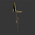 Golden Fan Shaped Pendant With Upper Decorative Part And Two Small Hanging Fans