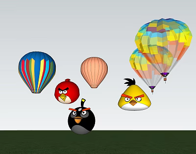Modern Hot Air Balloon Cartoon Angry Birds 3d model Modern Hot Air Balloon Cartoon Angry Birds 3d model