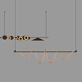 Modern Minimalist Pendant Lights With Wavy Linear Design And Circular Illuminated Elements 3d model