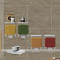 Wall Mounted Transparent Containers For Storing Colorful Beans In Kitchen 3d model