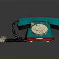 Teal Vintage Telephone With Rotary Dial Coiled Cord And Power Adapter