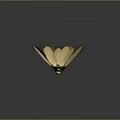 Beautiful Yellow Water Lily Plant with Three Green Lotus Leaves on Gray Background