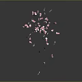 Pink Colored Confetti Pieces Floating Scattered On Dark Black Background 3d model