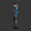 Male Character with Blue White Outfit VIP Hoodie Shorts Silver Leggings Front Back Views
