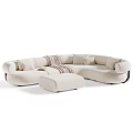 Modern Casual Sofa Set with Ottoman Pillows and Throw Blankets in Multiple Colors 3d model