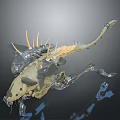 Fantasy Character Design Featuring Mechanical Aquatic Creature With Spikes And Transparent Sections