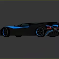 Blue And Black Sleek Sports Car With Rear Spoiler Blue Wheels And Modern Design