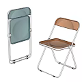 Folding Leisure Chairs With Transparent And Amber Acrylic Seats And Metal Frames
