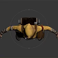 Standing Character In Yellow Hooded Robe With Brown Belt And Leather Backpack