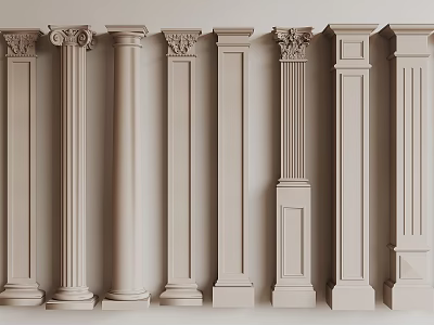 Various Classical Columns Showcasing Different Architectural And Decorative Designs 3d model