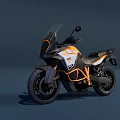 Orange And White Adventure Motorcycle With Windshield Black Frame And Rear Seat
