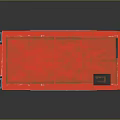 Red Scissor Lift Platform with Gray Base and Wheels by Magni for Industrial Use