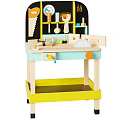 Kids Wooden Workbench with Play Tools Colorful Design and Storage Shelf