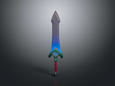 Fantasy Sword Weapon Design With Gradient Blade And Ornate Hilt Decorations 3d model