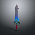 Fantasy Sword Weapon Design With Gradient Blade And Ornate Hilt Decorations