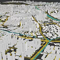 Aerial Urban Planning View With City Layout Road Network Water Bodies And Green Spaces