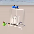 Industrial Equipment With White Frame Blue Motor Cylindrical Container And Green Gas Cylinder