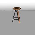 Bar Stool With Round Wooden Seat And Black Metal Legs Modern Stylish Design