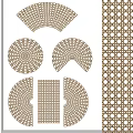 Stone And Wood Woven Decorative Patterns With Intricate Fan Shaped Design Elements