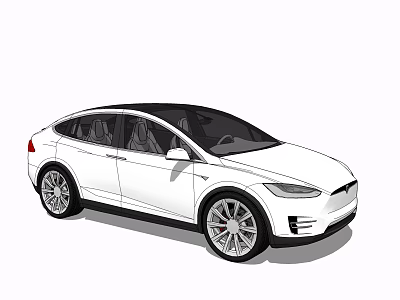 White SUV With Streamlined Design Black Roof And Large Alloy Wheels 3d model