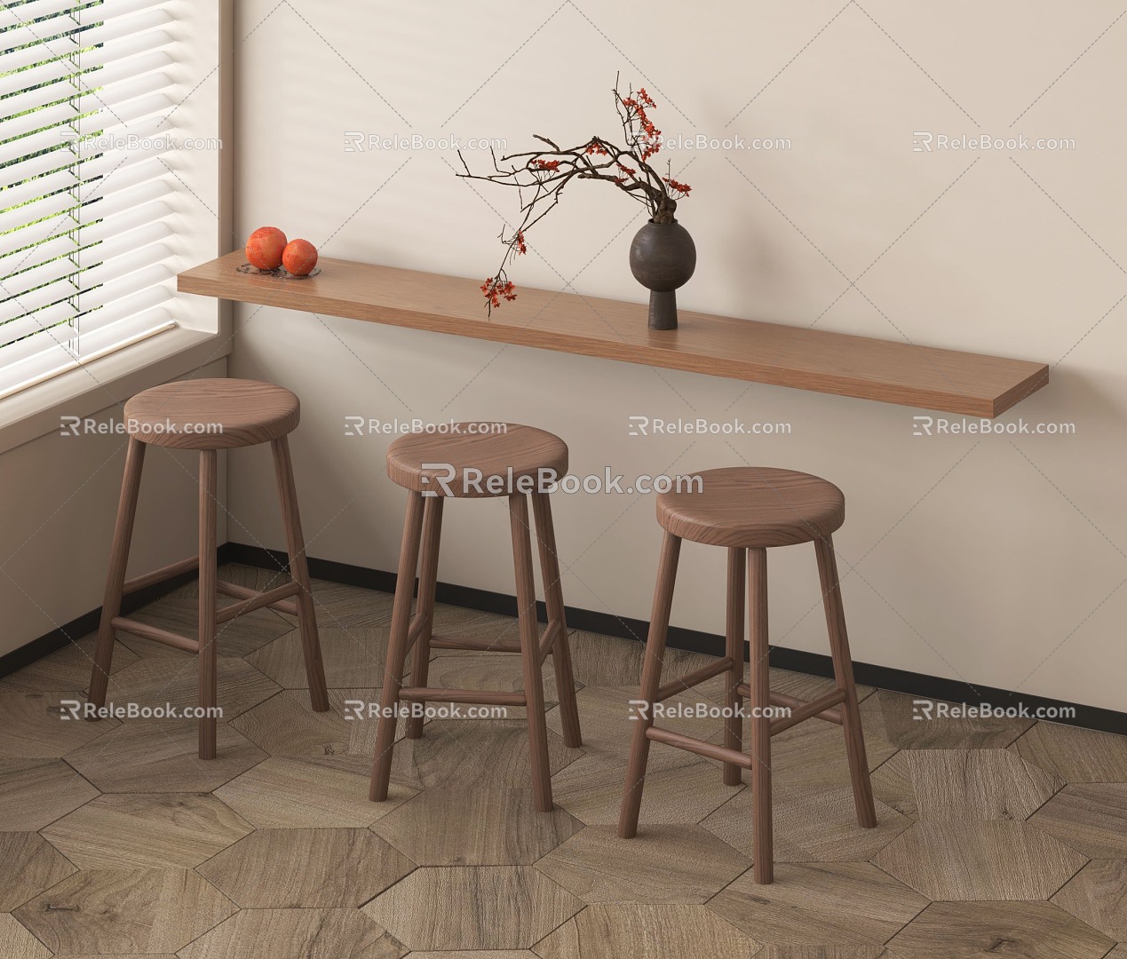 Modern Bar Stool Fruit Plate 3d model