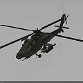 Military Attack Helicopter with Green Airframe Rotors Weapons Cockpit and Design Features