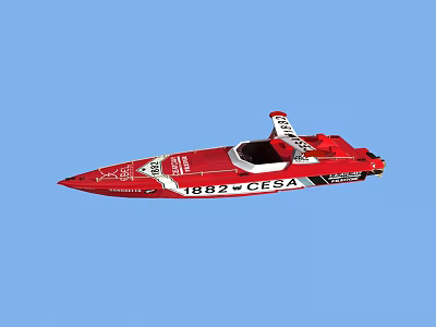 Red Racing Yacht With CESA And Number 1882 3d model