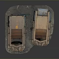Vintage Rusty Dump Truck Models In Blue And Brown Colors On Dark Background