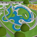 Lush Park Landscape Featuring Curved Water Ponds Green Lawns And Colorful Trees