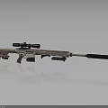 Tan Tactical Sniper Rifle With Scope And Silencer On Gray Background 3d model