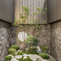 Garden Ornament Design With Stones Green Plants Round Decoration And Mossy Ground