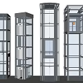 Modern Elevators With Glass Structures And Various Design Styles For Buildings 3d model