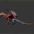 Red Mythical Dragon With Detailed Wings In 3D Rendered Standing Pose