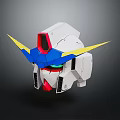 Character Robot Head Design With White Body Blue Red Details Green Eye And Yellow Horns