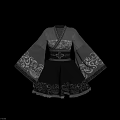 Traditional Black Dresses With Wide Sleeves And Decorative Waist Belt Embroidery Patterns