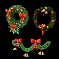 Christmas Decorative Ornament Set With Santa Snowman Reindeer Tree And Gift Boxes