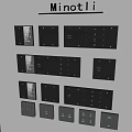 Ninotli Modern Switch Panels with Various Designs Arranged on Interior Wall 3d model