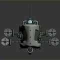 Futuristic Sci Fi Spaceship 3D Model With Green Purple Hull And Engine Parts