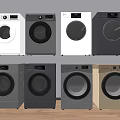 Multiple Front Loading Washing Machines In Various Colors On Display With Sleek Design 3d model