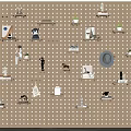 Pegboard Wall Decor With Shelves Decorative Items Small Plants Hat And Photo Frames 3d model