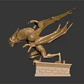 Golden Dragon Sculpture Standing On Intricate Carved Base With Detailed Design