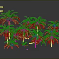 Multiple Palm Trees in Various Sizes with Green Fronds on Gray Background