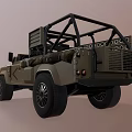 Military Green Functional Off Road Vehicle With Open Top Camouflage Details And Large Tires
