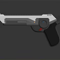White Gray Black Futuristic Pistol With Blue Red Accents And Sleek Design