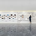 Modern Activity Exhibition Wall With Photo Displays Text Information And Visitor Viewing