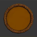 Woven Round Stool With Orange Brown Striped Design And Smooth Top