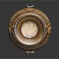 Handcrafted Ancient Pottery Vessel With Two Handles Geometric Patterns And Brown Yellow Tones