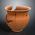 Broken Clay Pot With Visible Cracks And Chipped Rim On Dark Background